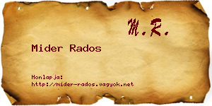Mider Rados névjegykártya